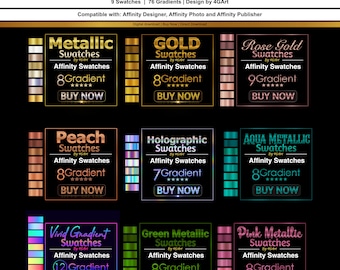 Affinity Gradient Swatches Collection Bundle for Affinity Designer, Affinity Photo and Affinity Publisher | Affinity Gradient | BEST DEAL!!