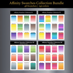 Affinity color swatches Bundle for Affinity Designer, Affinity Photo and Affinity Publisher | 48 Swatches | 240 colors