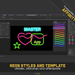 Affinity Neon Styles, Brushes and Template | Affinity Designer | Affinity photo | Affinity publisher
