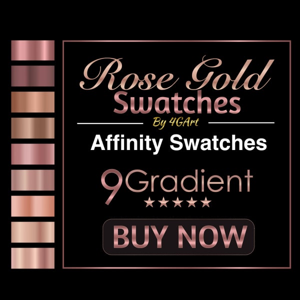 9 Rose Gold Metallic Gradient Swatches for Affinity Designer, Affinity Photo and Affinity Publisher | Rose Gold Gradient