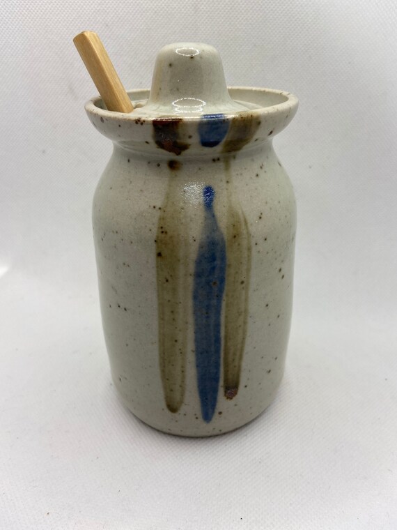 Handmade pottery jam/ preserve jar or honey pot. Etsy