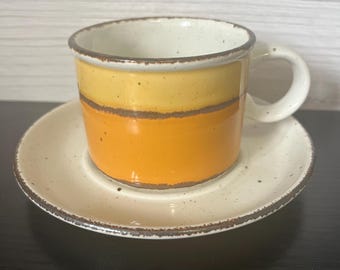 vintage Stonehenge Midwinter sun pattern coffee cup and saucer-10 sets available
