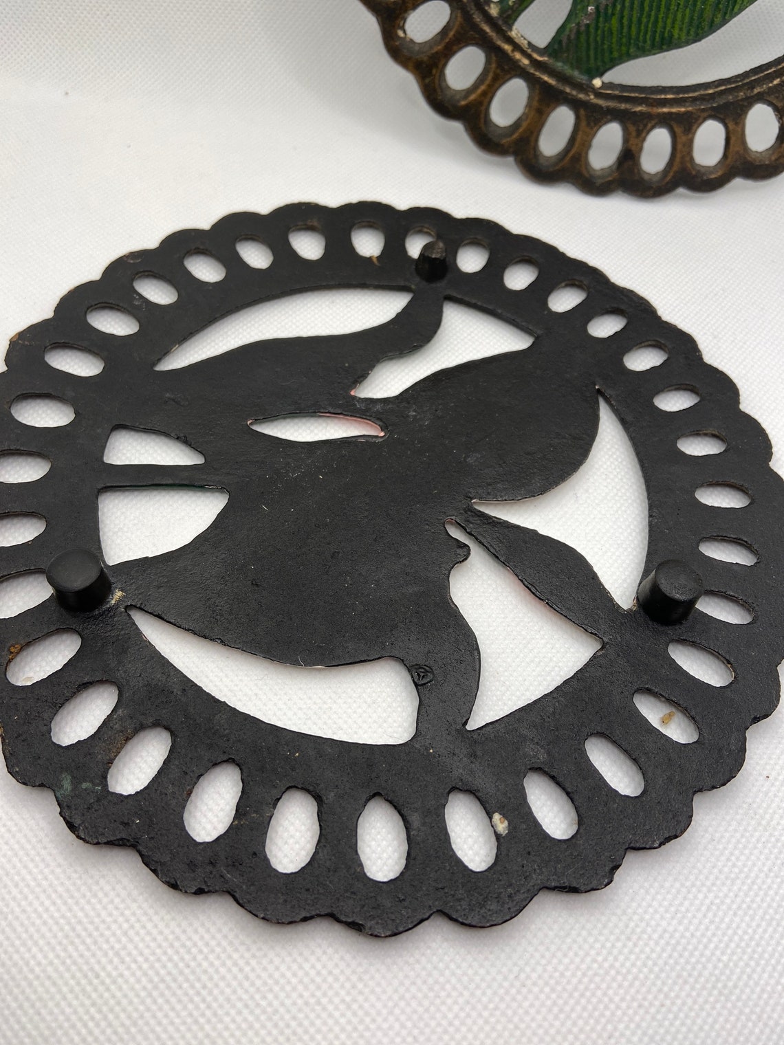 Vintage set of two cast iron trivets calla lily design with Etsy