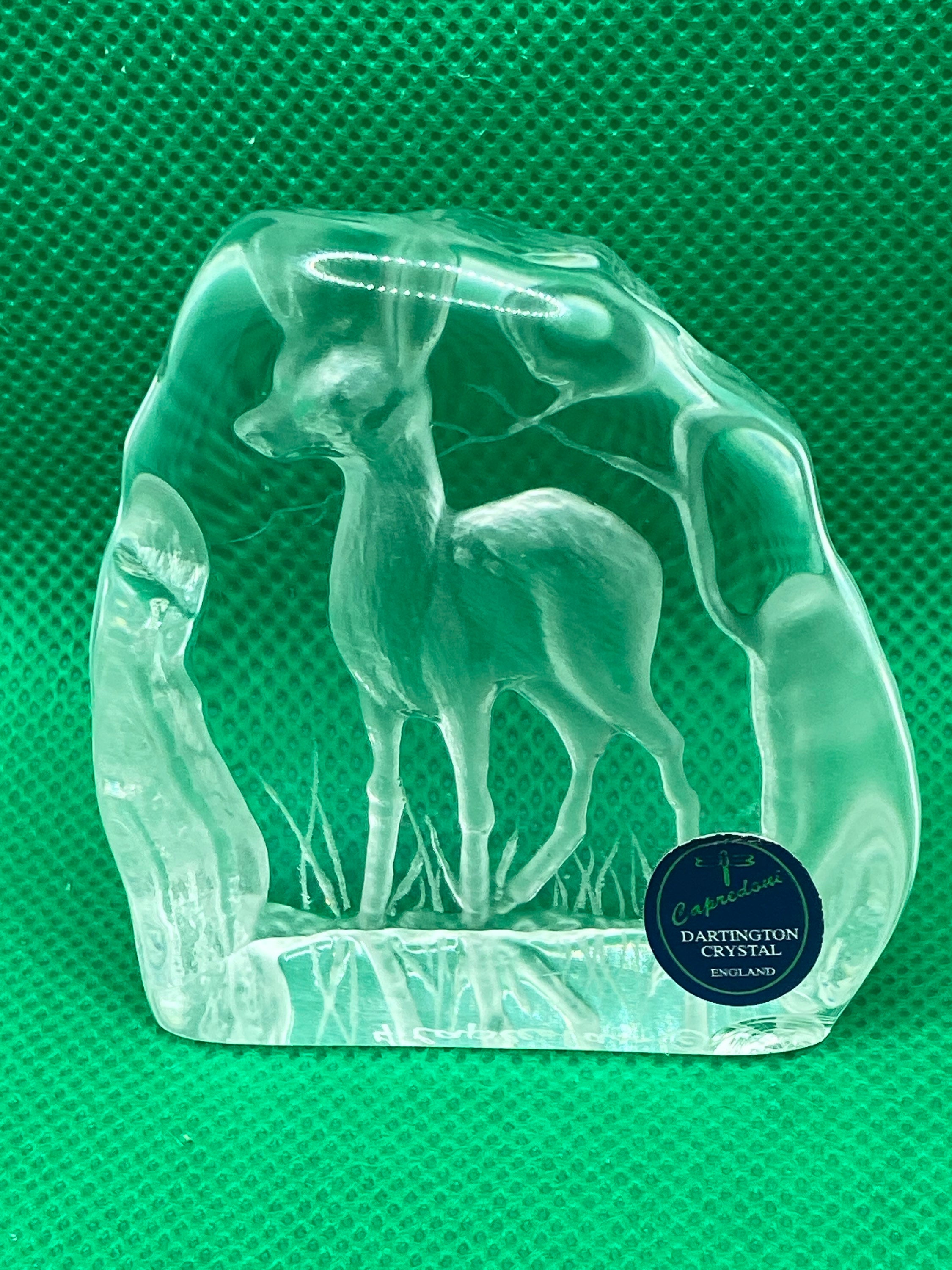 Vintage Dartington Crystal Capredoni deer paperweight AS Etsy