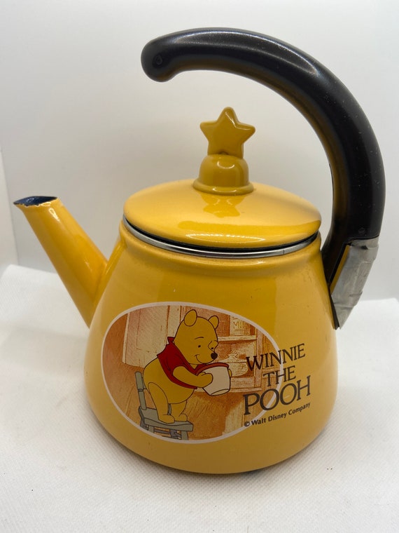 Vintage Zojirushi Winnie the Pooh Yellow Enamel Tea Kettle/tea  Pot-japan-rare 