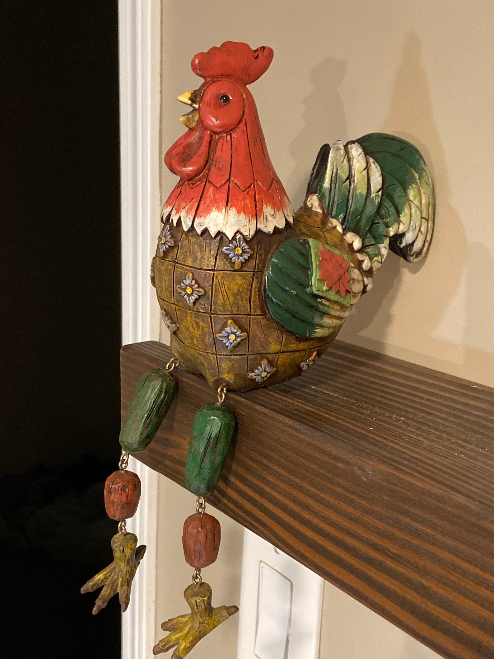 Vintage rooster shelf sitter folk art country farmhouse Etsy