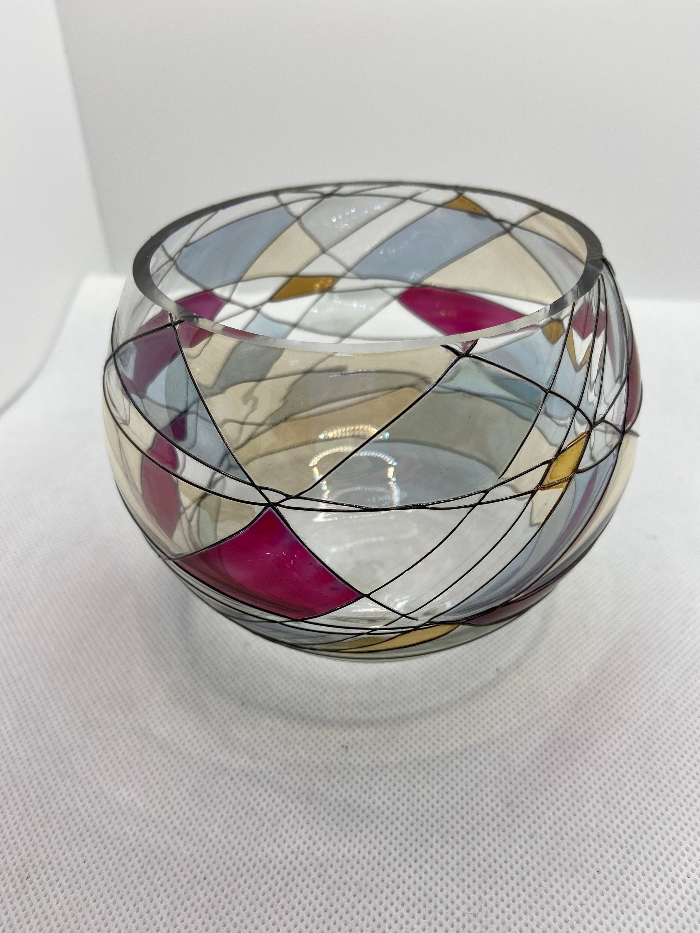 Vintage partylite mosaic swirl candleholder/bowl retired Etsy