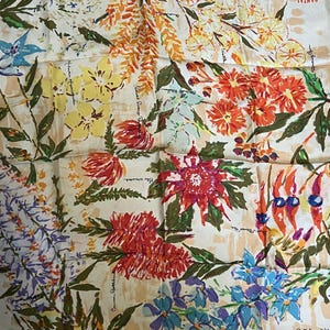 Vintage Qantas Airlines silk twill wildflower scarf
