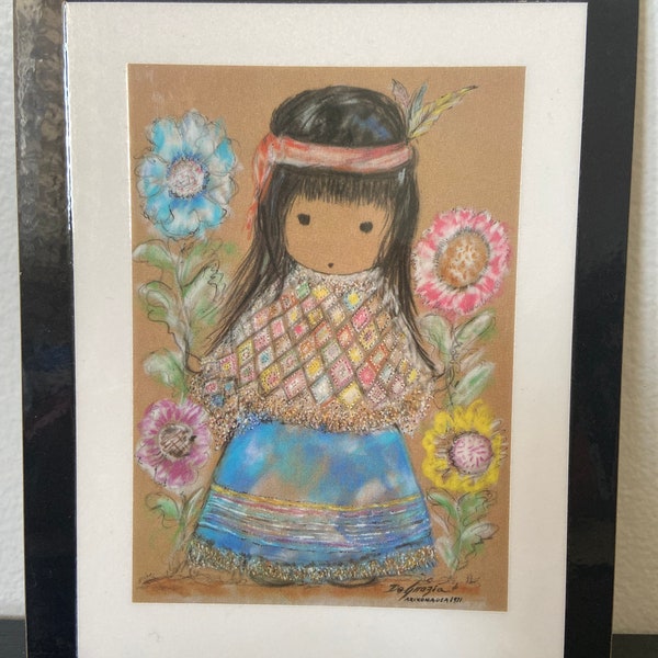 Vintage Ted DeGrazia “Little Cocopah Girl” laminated print wall plaque from original pastel