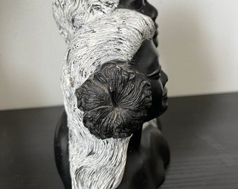 Vintage 1970 Frank Schirman Black Coral Man and Woman