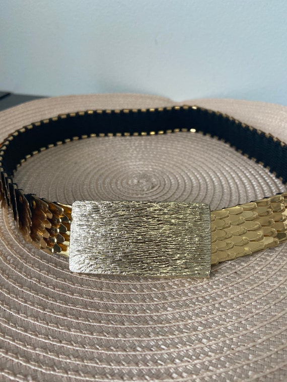 Vintage stretchy gold mermaid scale belt - image 2