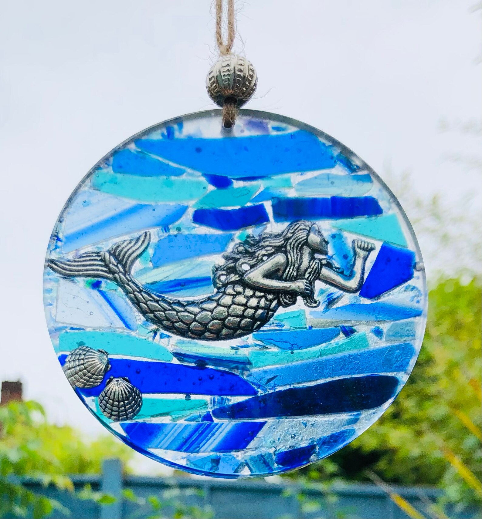 Stained glass mosaic mermaid suncatcher Etsy