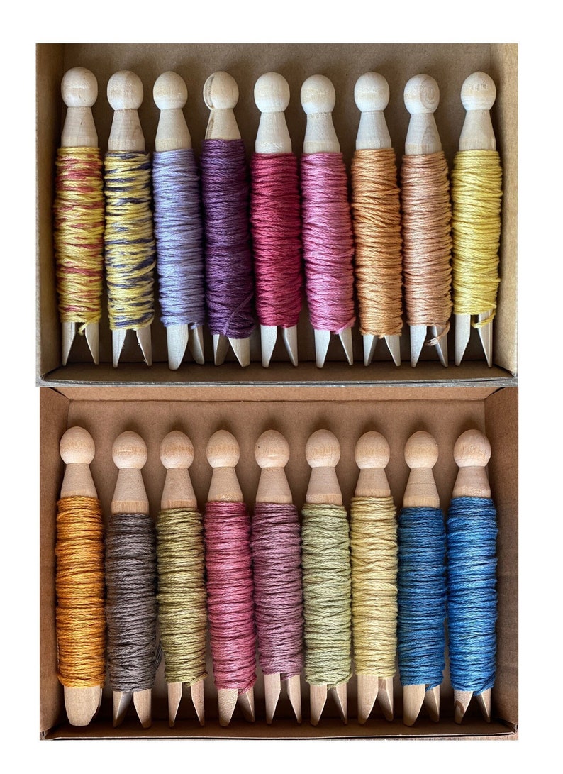 Plant Dyed EMBROIDERY FLOSS Collections, Naturally Dyed Floss Bundles, Eco-Friendly image 1