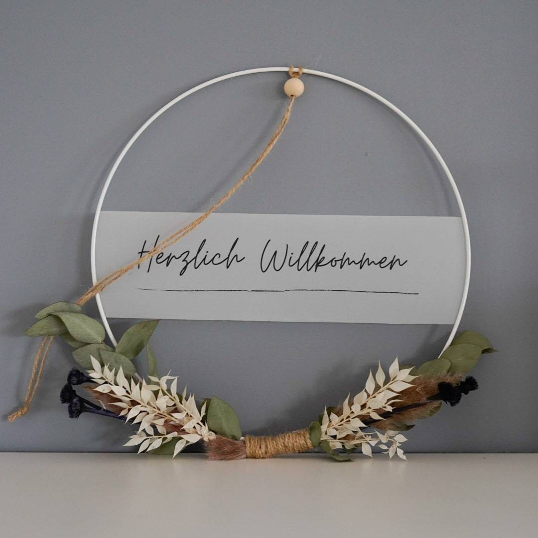Door wreath "Welcome" including dried flowers
