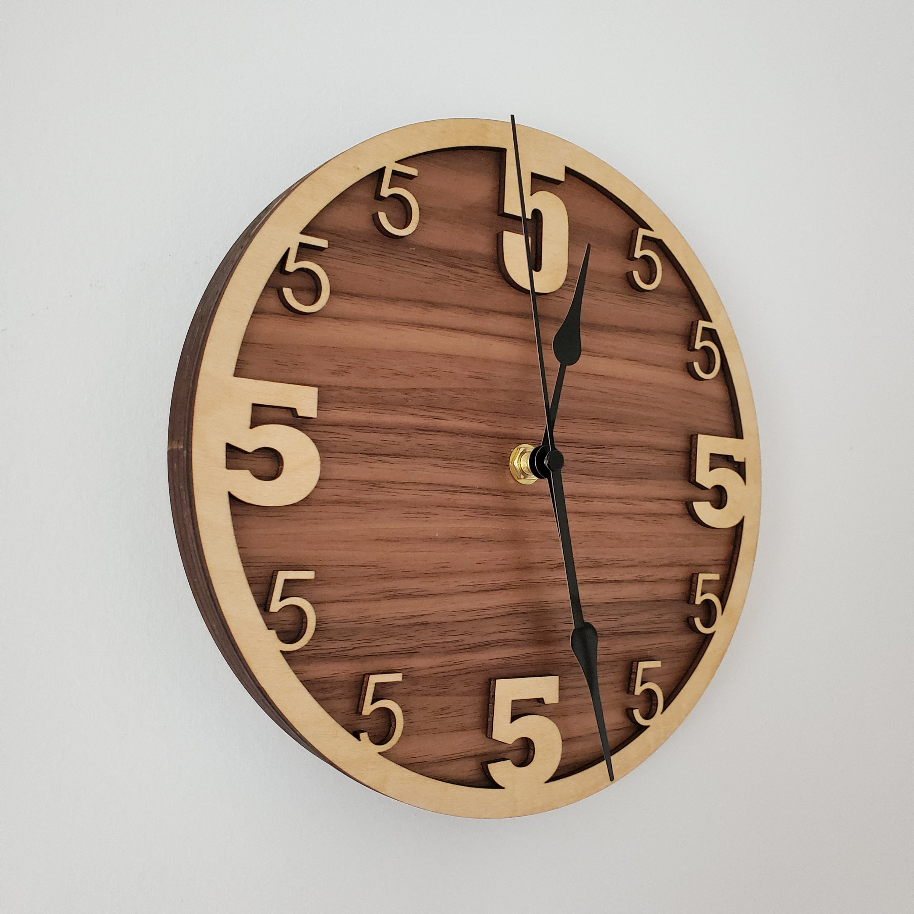 All 5's Clock: Maple and Walnut Wood Bar Clock - Etsy