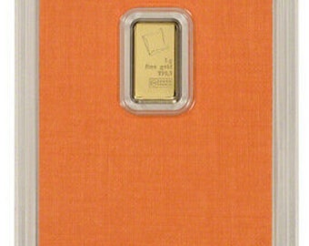 1 Gram Valcambi Suisse Gold Bullion Bar: 999.9 Fine Gold In Assay Card