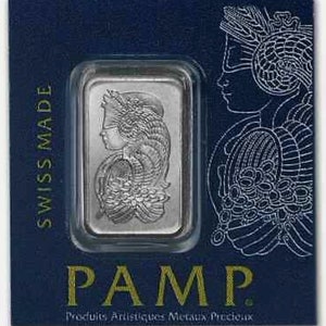 Lingote de platino PAMP Suisse de 1 gramo, 999.5% de platino puro, sellado en tarjeta de ensayo. Regalo de cumpleaños para coleccionistas de monedas e inversores.