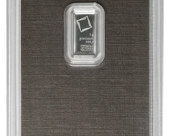 1 Gram Valcambi Suisse Platinum Bullion Bar: 999.5 Fine Platinum In Assay Card
