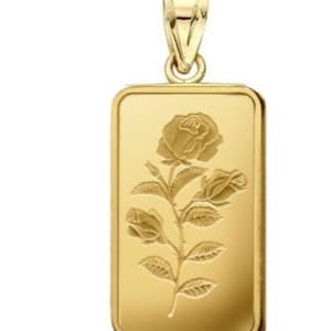 1 Gram PAMP Suisse Gold Bar Pendant: 24k Gold in 14k Bezel