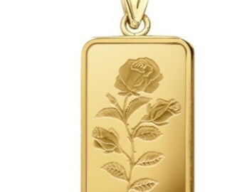 1 Gram PAMP Suisse Gold Bar Pendant: 24k Gold in 14k Bezel