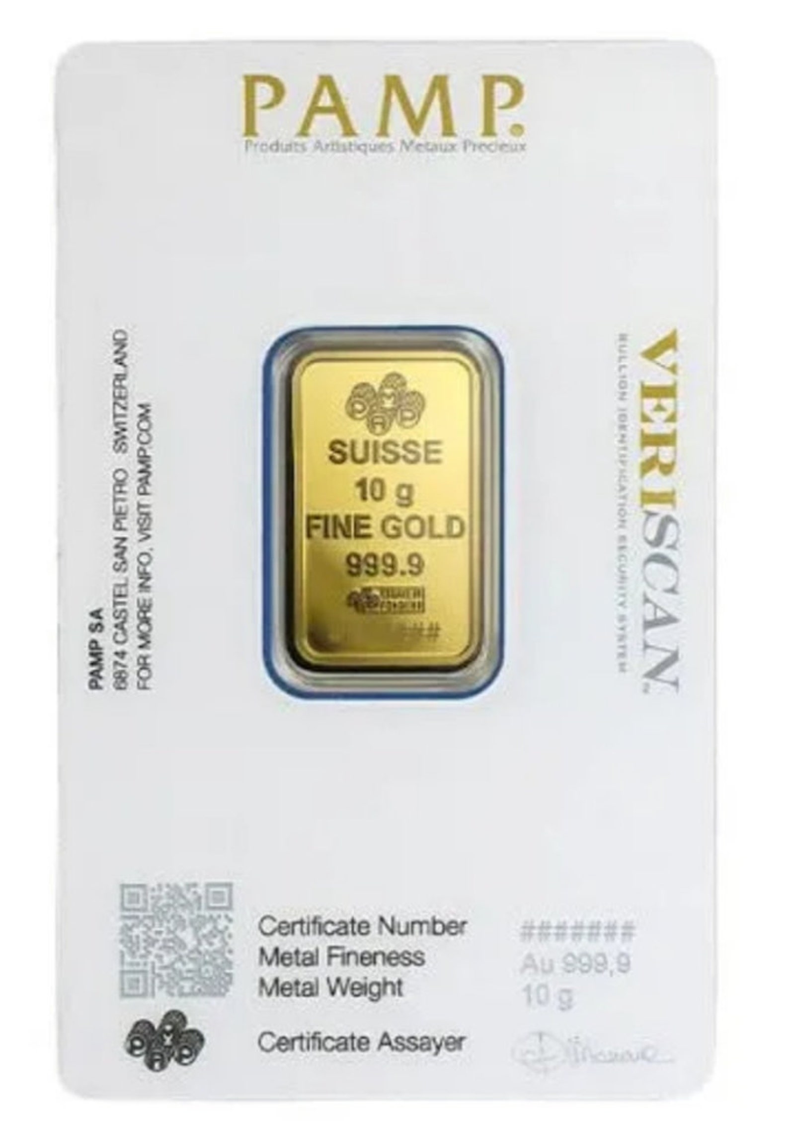 10 GRAM PAMP Suisse Gold Bullion Bar 999.9 of Fine Gold in Sealed Assay ...