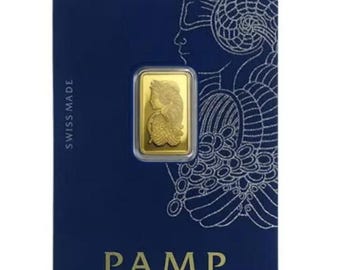 2.5 Gram PAMP Suisse Lady Fortuna Gold Bar: 999.9 Fine Gold