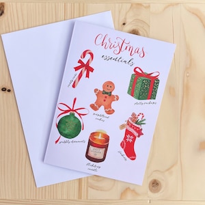 Cartão de Natal ilustrado em aquarela | Cartões pintados à mão | Cartões de Natal | Itens essenciais para o Natal