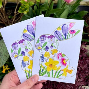 Cartão de Páscoa ilustrado em aquarela | cartões feitos à mão | cartões comemorativos | cartões em aquarela