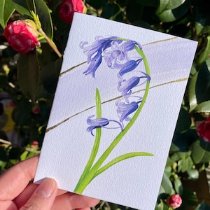 Biglietto con fiori selvatici di campanula / Illustrazione botanica irlandese ad acquerello / Biglietto d'auguri vuoto / Fiori selvatici d'Irlanda