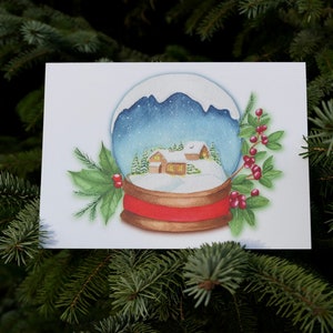 Biglietto di Natale illustrato ad acquerello / Biglietti di Natale botanici / Verde natalizio / Biglietti fatti a mano / Biglietti di auguri