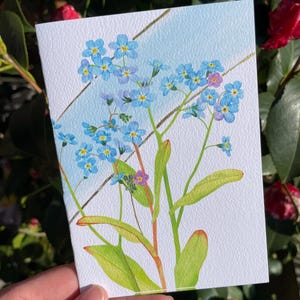 Tarjeta de felicitación de nomeolvides / tarjetas hechas a mano / flores silvestres de Irlanda / tarjetas de felicitación / tarjetas de acuarela / acuarela floral