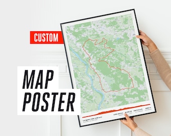 Personalized Route Map Poster from Strava or GPX data / Gift for Cyclist Biker Runner Swimmer Hiker