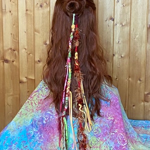 Set of 2, Rasta colored, Sugar Skull, Fabric Dread Extensions, Yarn Dreadlock Accessory, Removable Vegan Loop Loc, Dreadwrap, Hair Jewelry