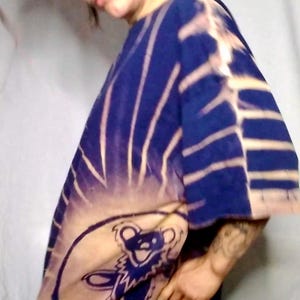 Grateful Dead Bleach Dye T-Shirt, Stealies & Dancing Bears