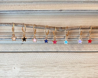 Small star hoop earrings