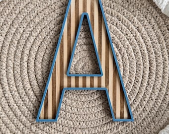 Personalisiert | Laser geschnittener gestreifter Buchstabe Initial | Spielzimmer Schlafzimmer Dekor