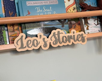 Personalised Stories Sign | Kids Reading Corner Decor | Book Shelf Sign