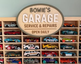 Personalisierte Kinder Garage Schild | Jungen Schlafzimmer Auto Dekor | Benutzerdefinierte hölzerne Spielzimmer Namensschild