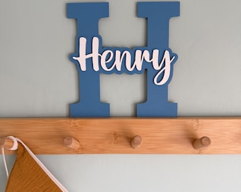 Personalisiertes Anfangsnamenschild | Große Buchstabe Kinderzimmer Dekor | 3D Holzschild Kinderzimmer | Benutzerdefinierte Kind Geschenk UK