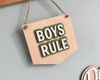 Jungen Regel Holzbanner | Laser-Schnitt-Kinderzimmer-Dekor | Spielzimmer Wandkunst