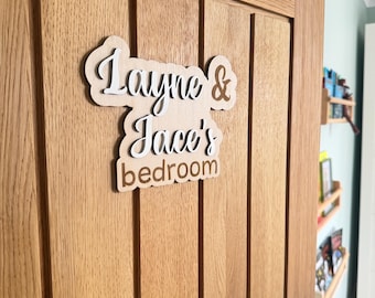 Personalisiertes Raumschild | Geschwister Schlafzimmer Plakette | Tür Namensschild Kinder | Kinderzimmer Dekor | Neue Baby-Geschenk-UK