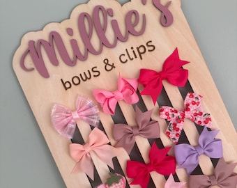Personalisierte Holzbogenhalter | Mädchen Haarspange Organizer | Kinder Schlafzimmer Dekor | Babypartygeschenk