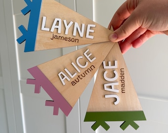 Personalisierte Holz Wimpel Flagge | Kids Sports Schlafzimmer Wandschild | Jungen Zimmer Dekor | Personalisierter Name Kinder Geschenk DE