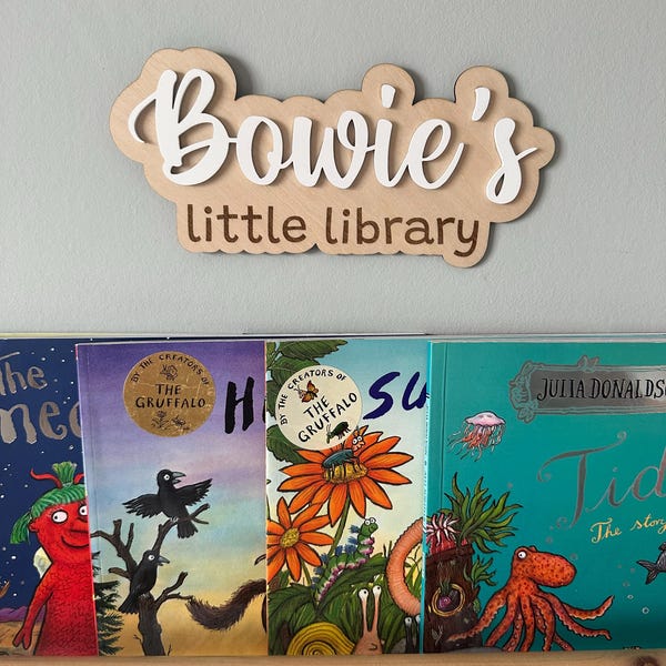 Personalised 'Little Library' Sign | Book Shelf | Children's Bedroom Decor