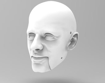 Uomo con un file STL testa di marionetta sulla fronte alta - File digitale per la stampa 3D / Marionetta fai da te per atti professionali / Decorazione unica