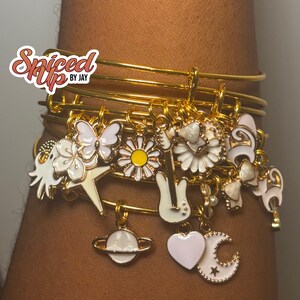 White Charm Bangle Bracelets