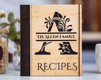 Custom Recipe Book Personalized Wooden Cook Book Binder Family Recipes Journal