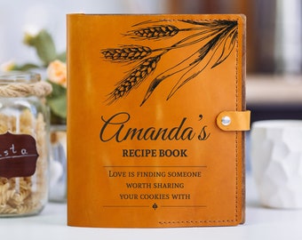 Custom Recipe Book Leather Personalized CookBook Binder