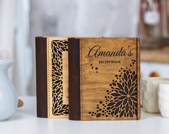 Personalized Wooden Recipe Binder, Custom Cookbook