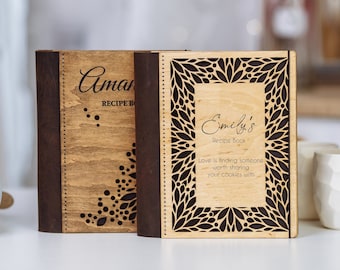 Recetario de madera personalizado, libro de cocina personalizado